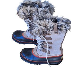 Sorel Joan of Arctic Light Brown Suede Faux Fur Tall Winter Snow Boot Waterproof